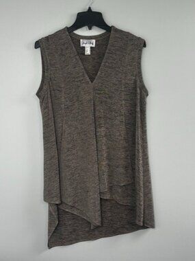 Joseph Ribkoff Tunic Tank Top Womens 14 Tan Black Heathered Asymmetrical Hem